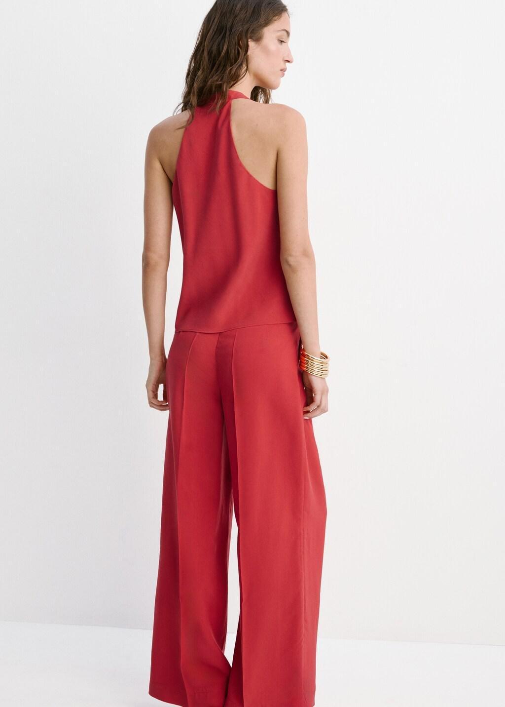 Red Straight Lyocell Trousers, Red, large image number 2