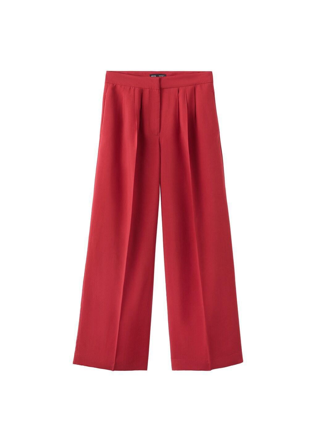Red Straight Lyocell Trousers, Red, large image number 6