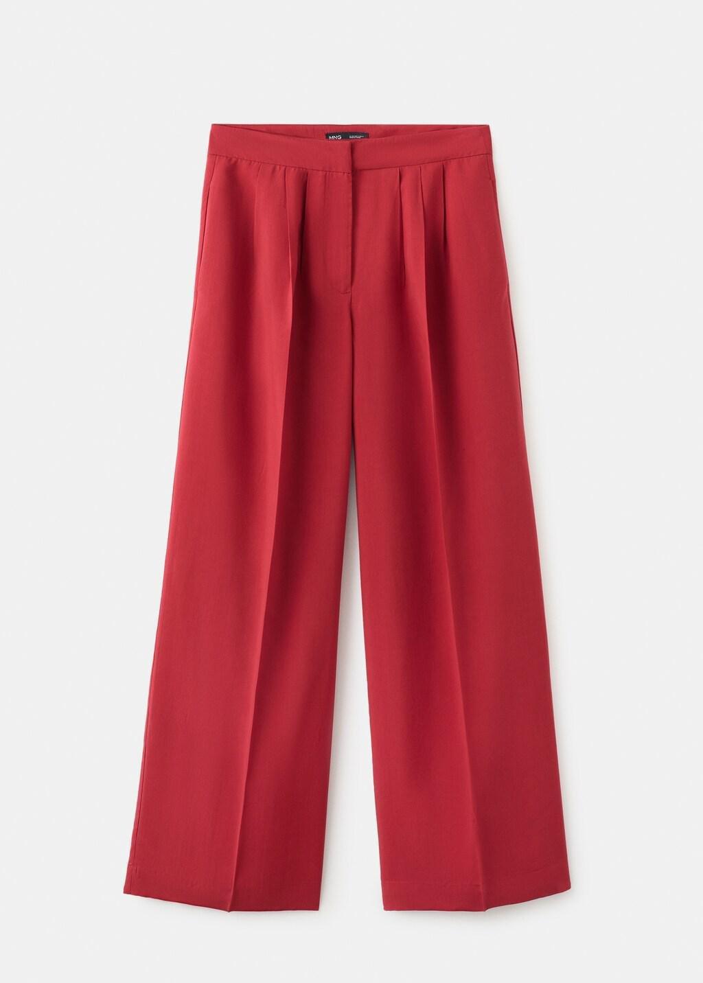 Red Straight Lyocell Trousers, Red, large image number 7