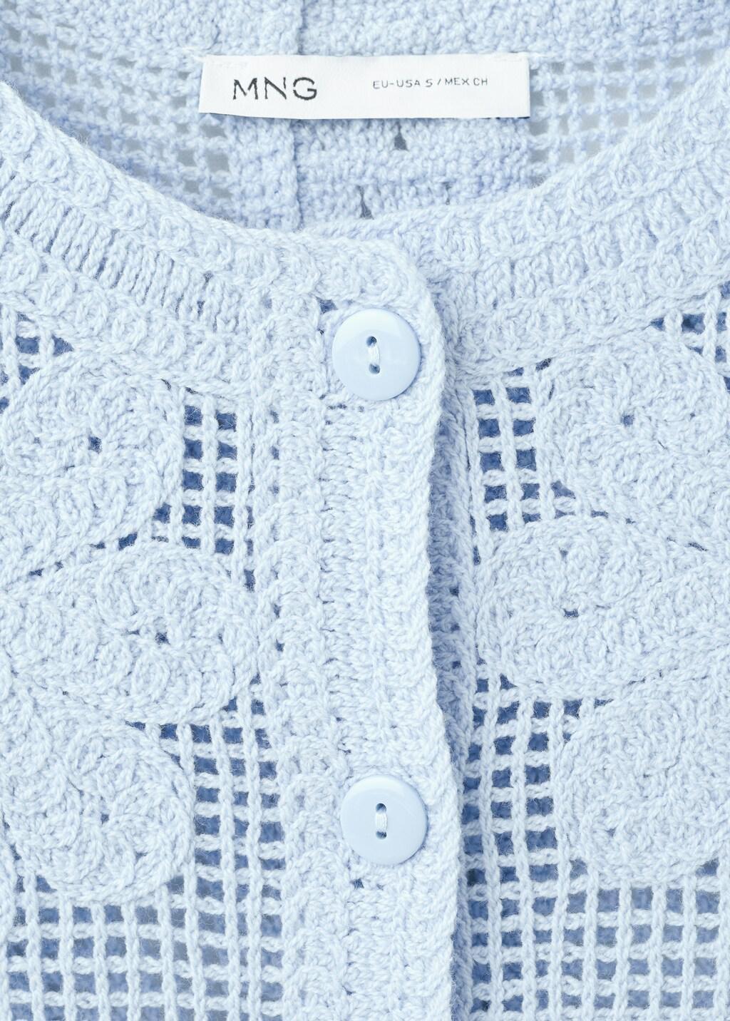 Blue Lt Pastel Embroidered Openwork Knit Gilet, Light-Pastel Blue, large image number 1