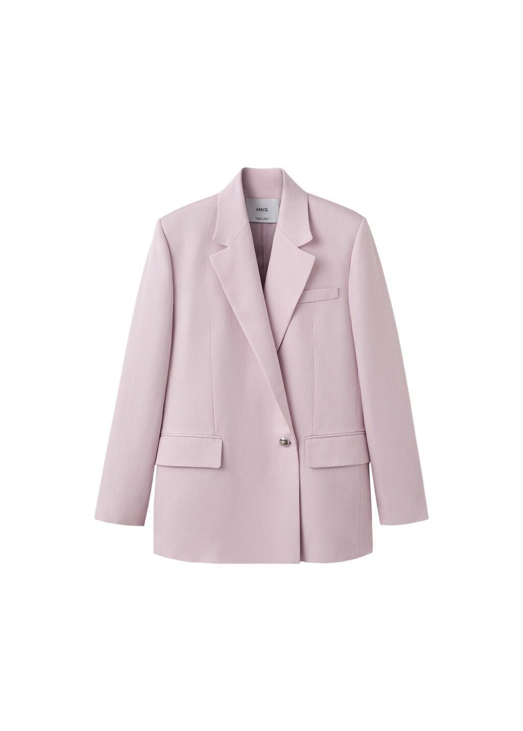 Purple Lt Pastel Linen-Blend Double-Breasted Suit Jacket, 0201_68, large image number 6