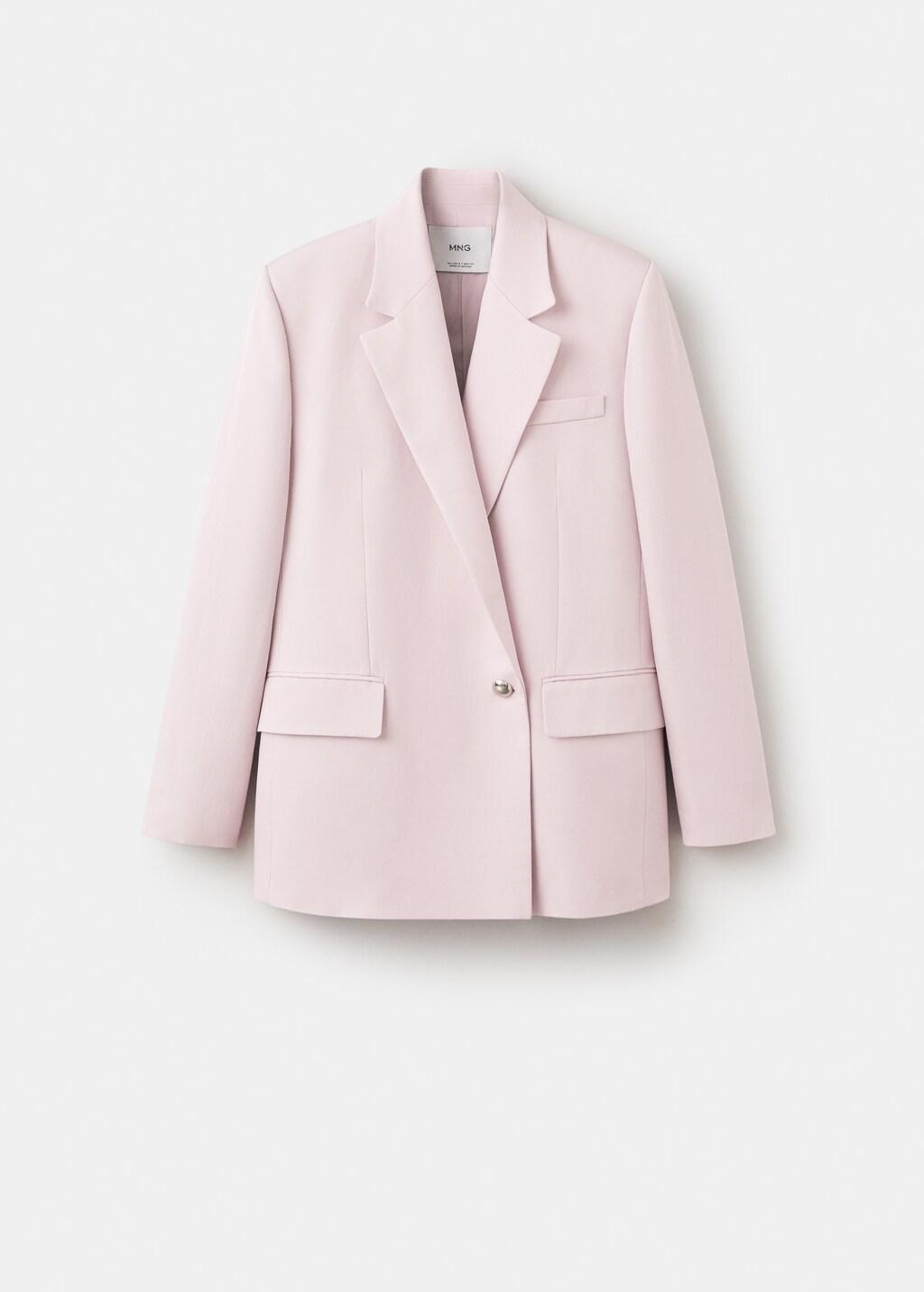 Purple Lt Pastel Linen-Blend Double-Breasted Suit Jacket, 0201_68, large image number 7