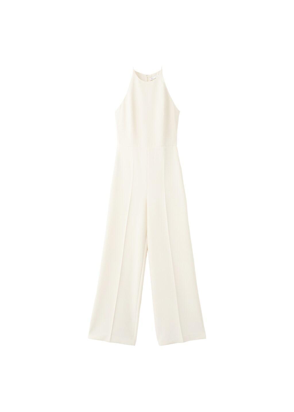 Beige Long Halter Neck Jumpsuit, Light Beige, large image number 6