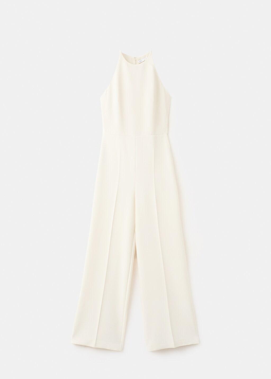 Beige Long Halter Neck Jumpsuit, Light Beige, large image number 7