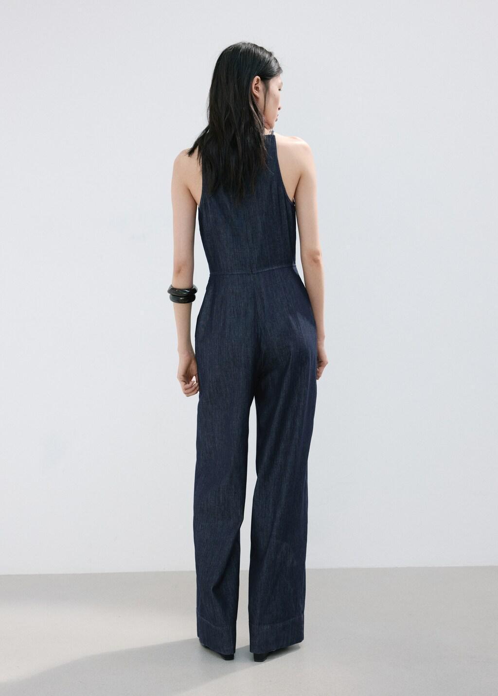 Blue Denim Halter-Neck Jumpsuit, 0201_TS, large image number 2