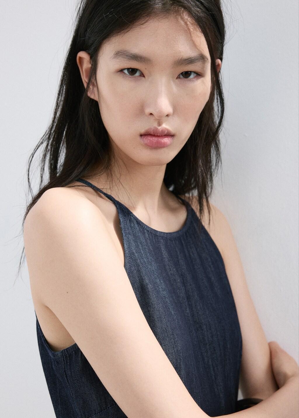 Blue Denim Halter-Neck Jumpsuit, 0201_TS, large image number 4