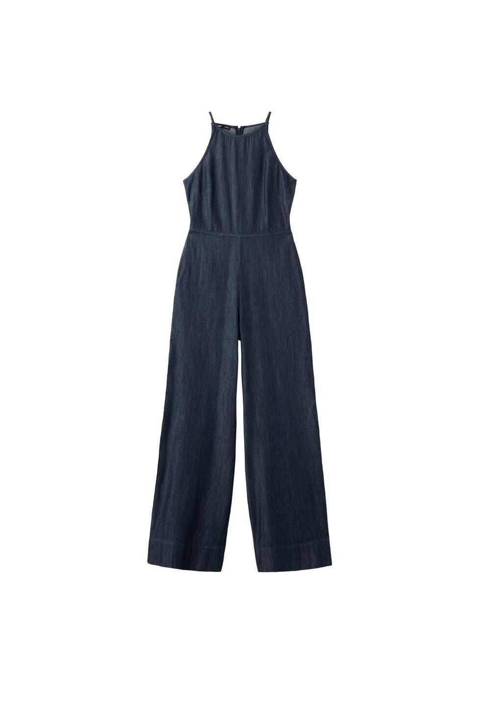Blue Denim Halter-Neck Jumpsuit, 0201_TS, large image number 6