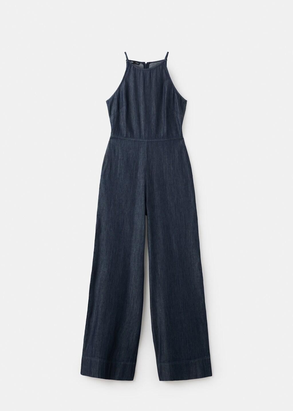 Blue Denim Halter-Neck Jumpsuit, 0201_TS, large image number 7