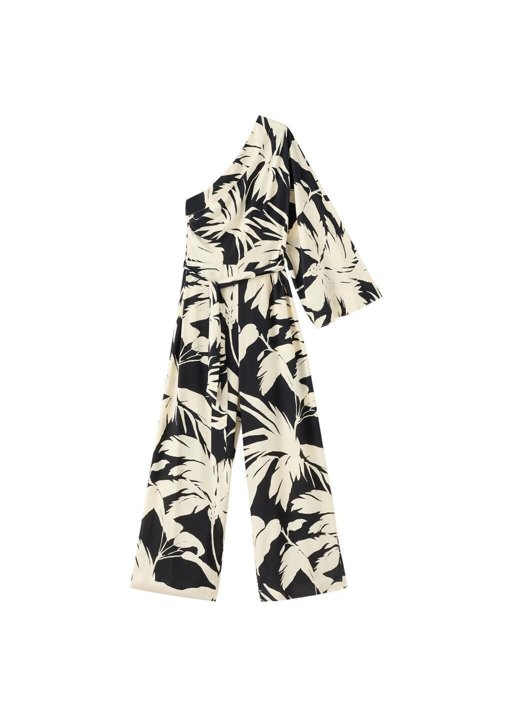 Beige Asymmetrical Flared-Sleeve Jumpsuit, 0201_05, large image number 6
