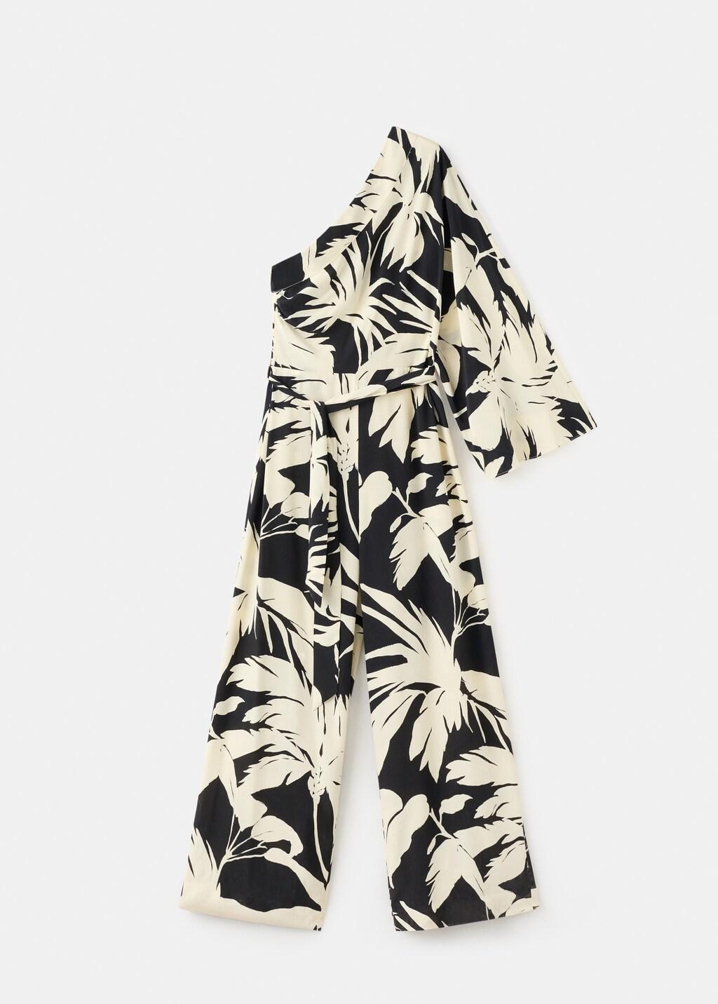 Beige Asymmetrical Flared-Sleeve Jumpsuit, 0201_05, large image number 7