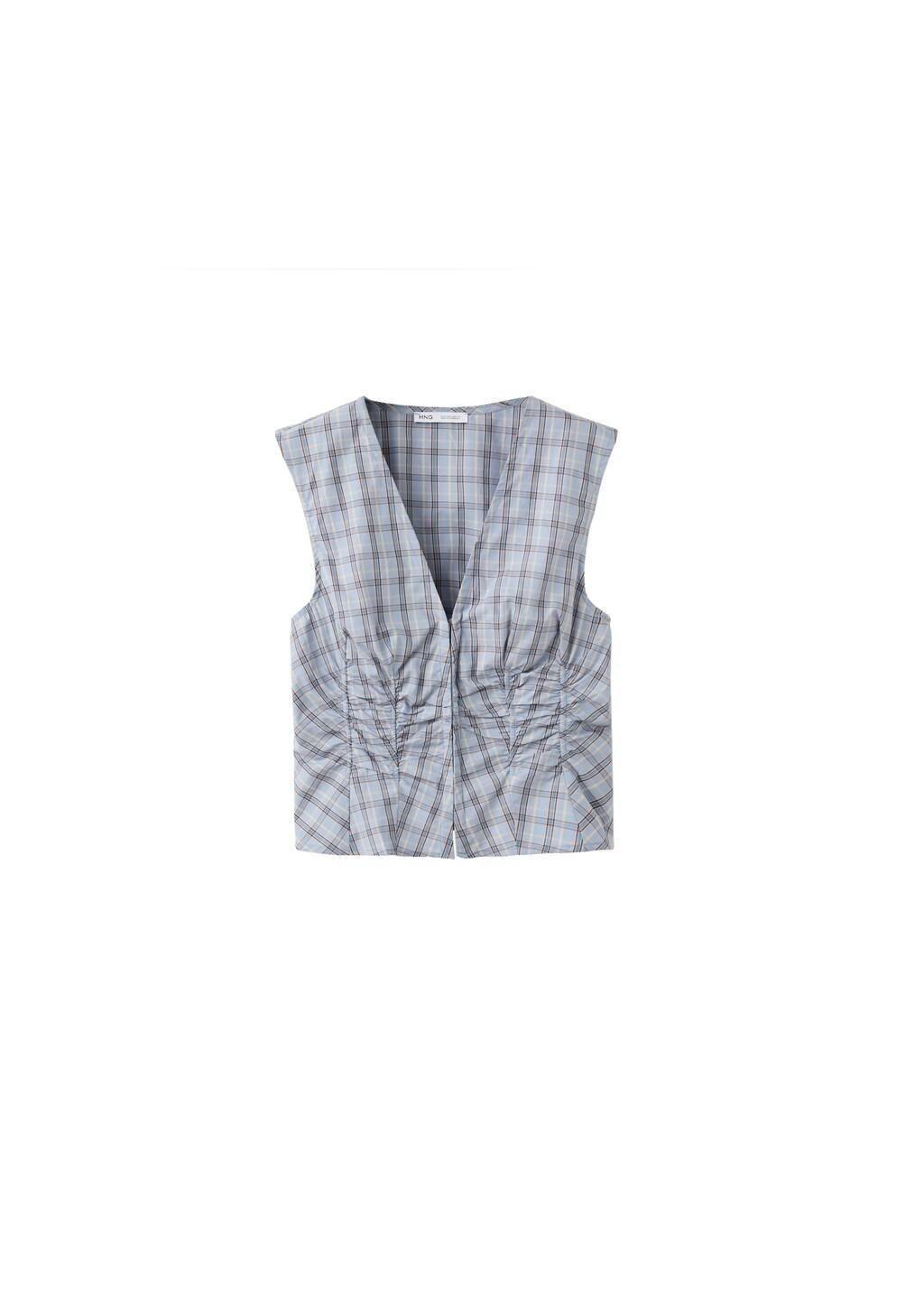 Blue Ruched Detail Striped Blouse, Medium Blue, large image number 7