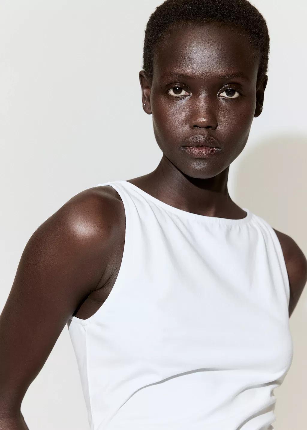 White A-Line Dress With Broderie Anglaise Embroidery, White, large image number 4