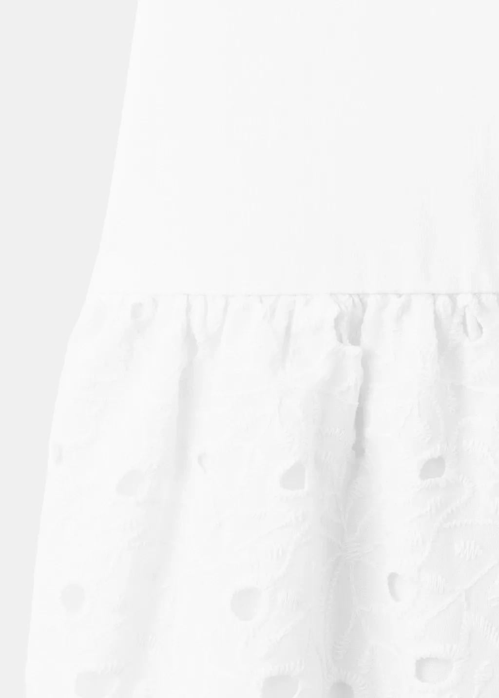 White A-Line Dress With Broderie Anglaise Embroidery, White, large image number 5