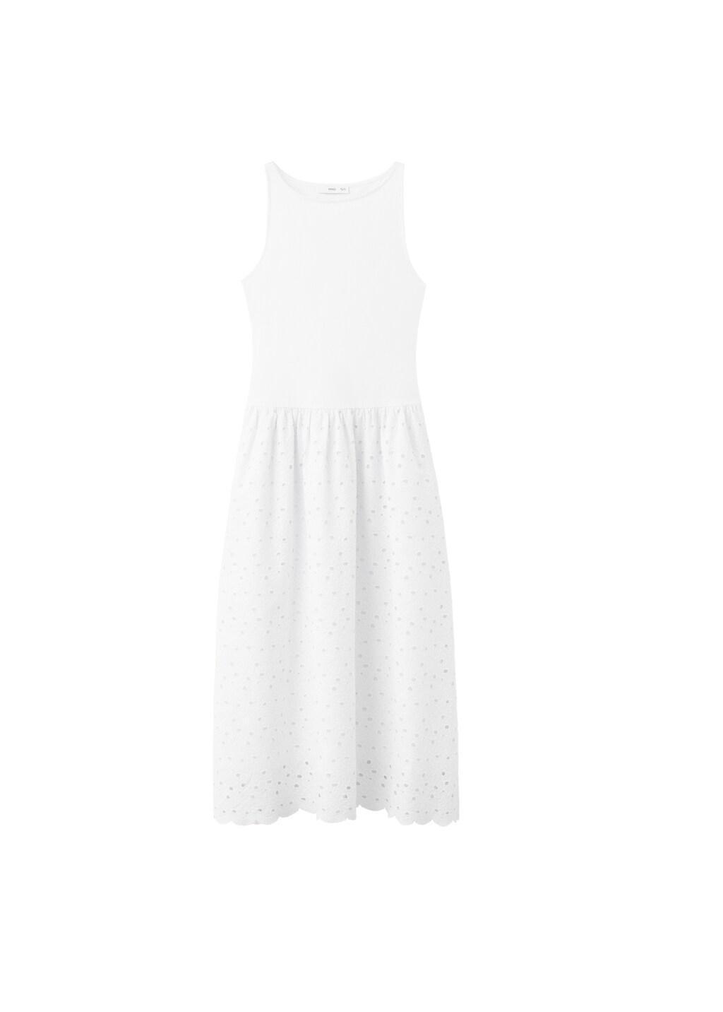White A-Line Dress With Broderie Anglaise Embroidery, White, large image number 7