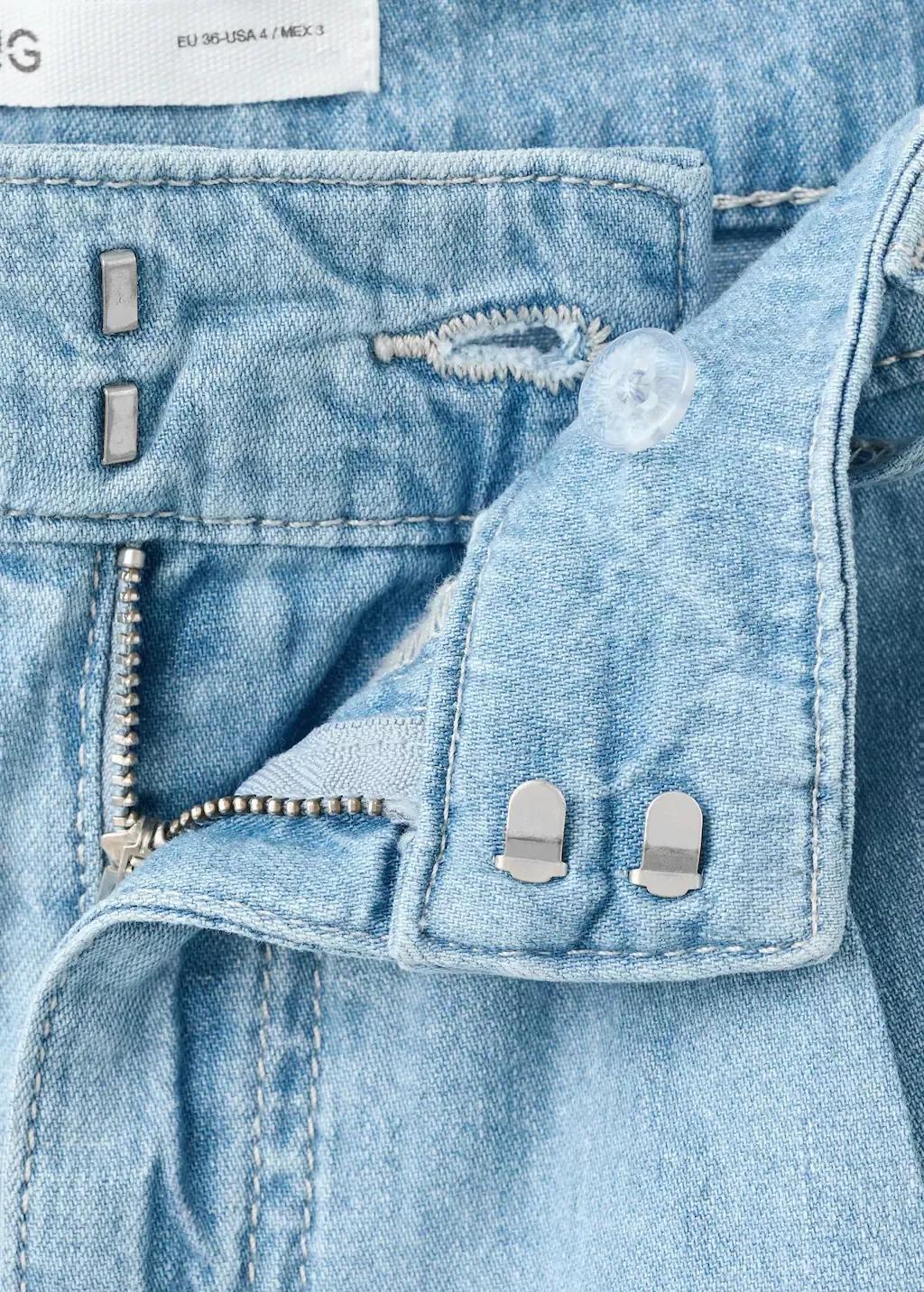 Blue Mid-Rise Denim Bermuda Shorts With Pleats, Open Blue, large image number 1