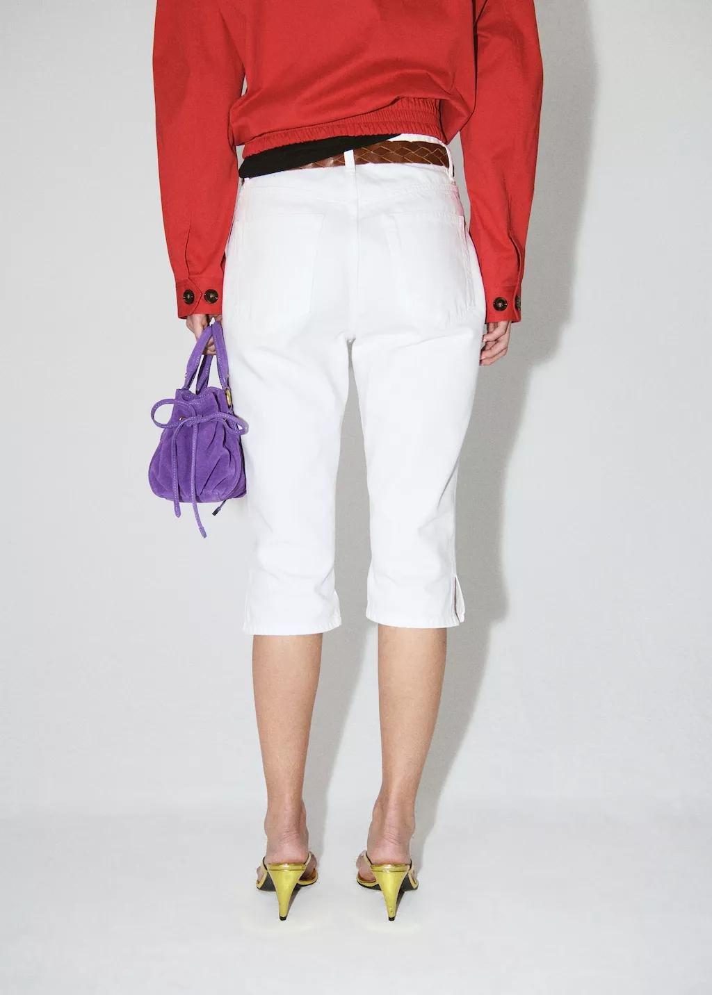 White Straight-Fit Capri Jeans, White, large image number 2