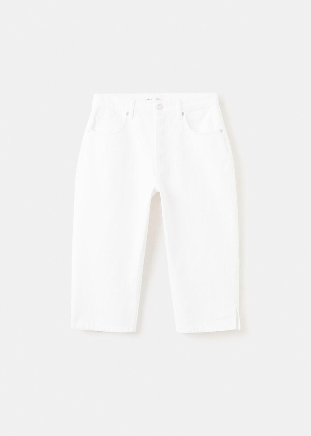 White Straight-Fit Capri Jeans, White, large image number 7
