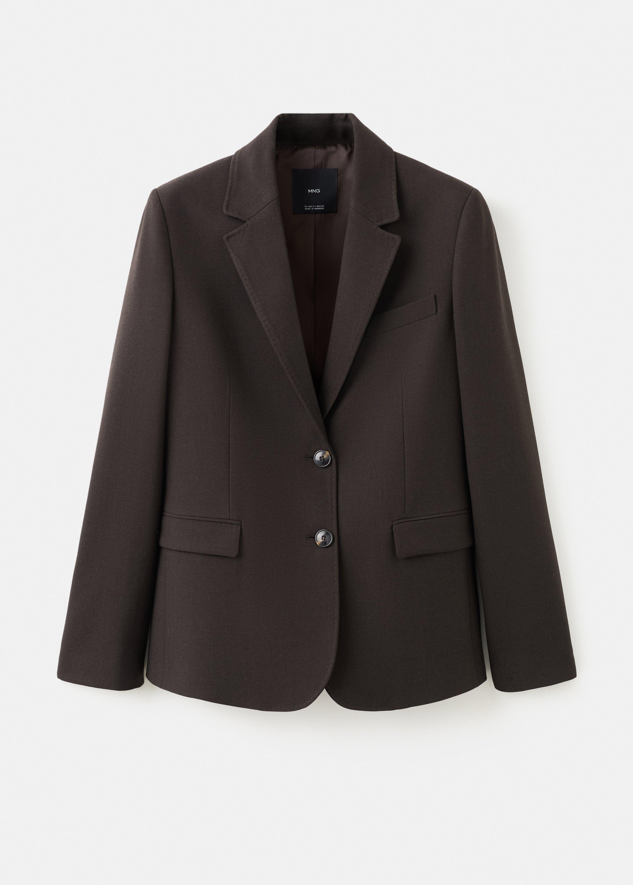 Brown Straight-Fit Suit Blazer, Dark Brown, large image number 4