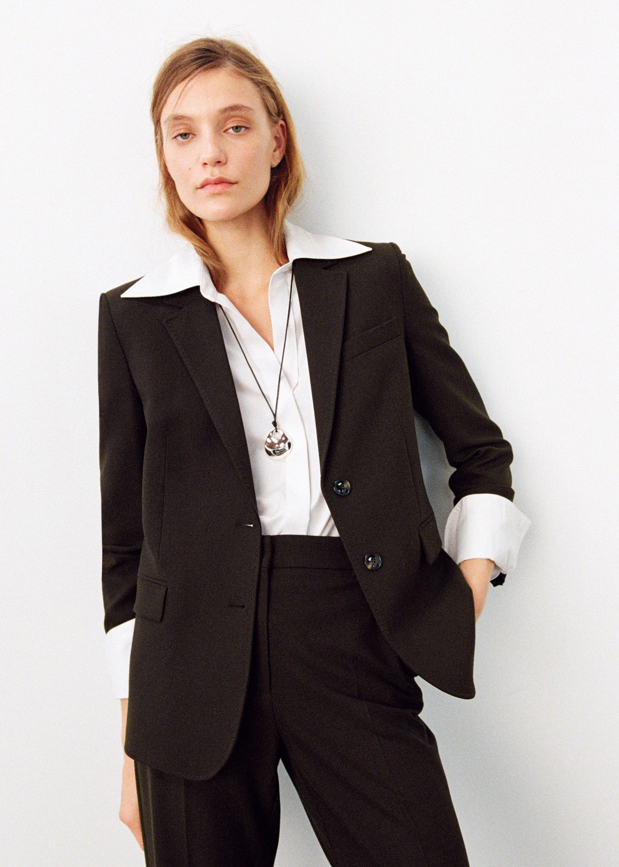 Brown Straight-Fit Suit Blazer, Dark Brown, large image number 7