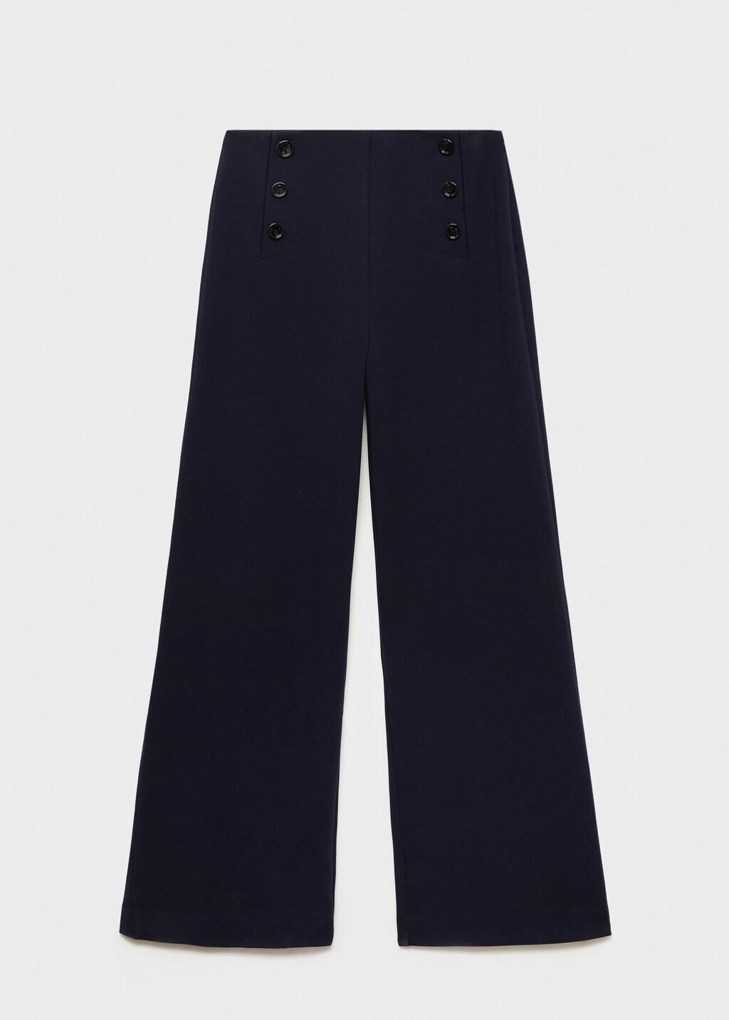 Navy Wide Leg Trousers With Buttons, 0201_56, large image number 7