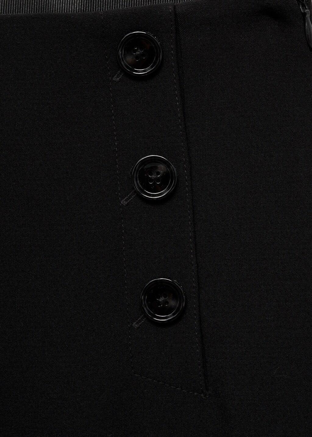 Black Wide Leg Trousers With Buttons, Black, large image number 1