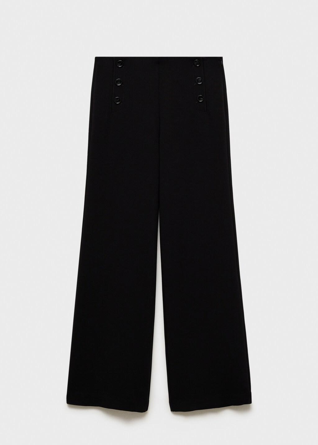 Black Wide Leg Trousers With Buttons, Black, large image number 7