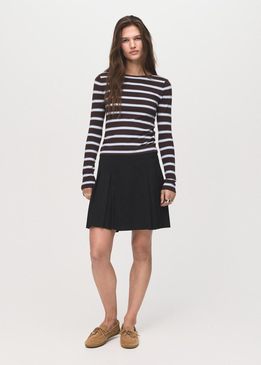 Black Pleated Mini-Skirt, Black, large image number 0