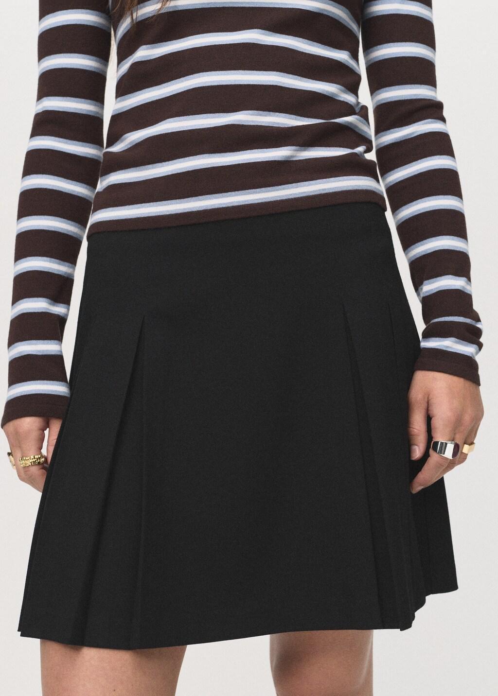Black Pleated Mini-Skirt, Black, large image number 3