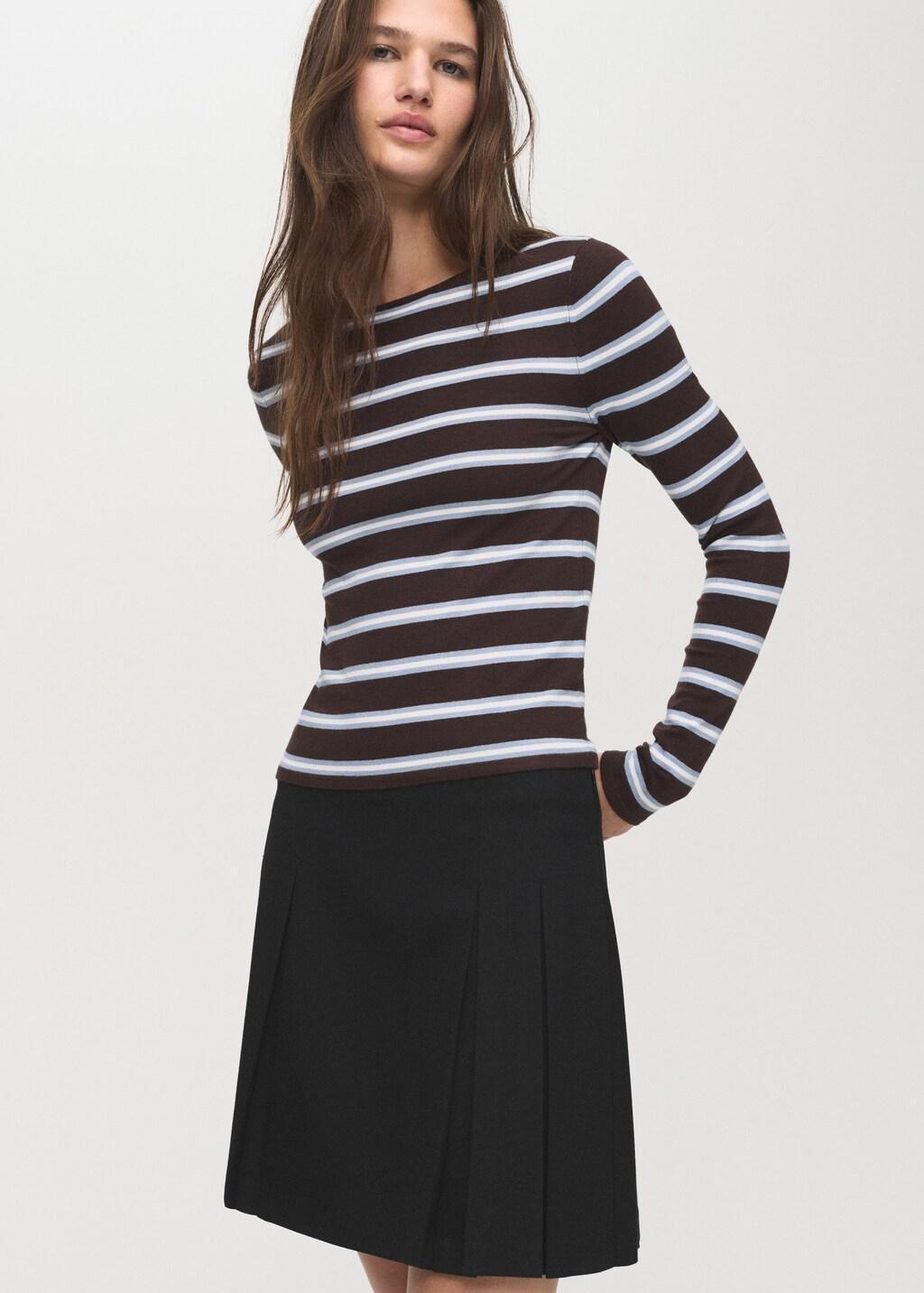 Black Pleated Mini-Skirt, Black, large image number 4