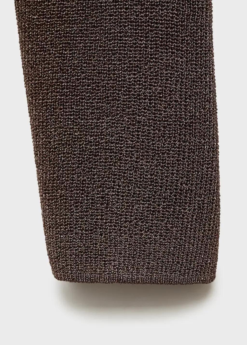 Brown V-Neck Lurex Sweater, Dark Brown, large image number 5