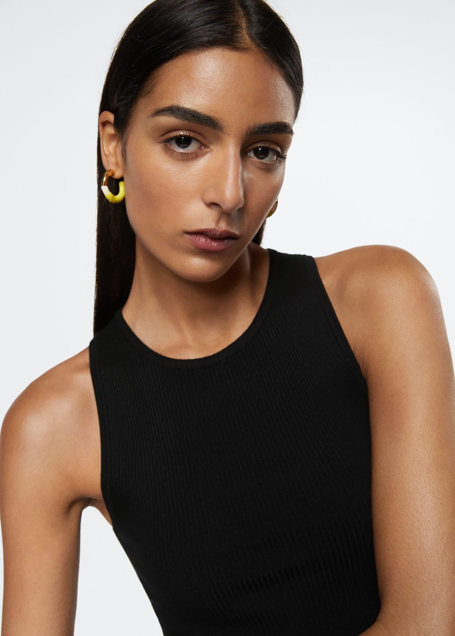black Side slit knit dress, , large image number 0