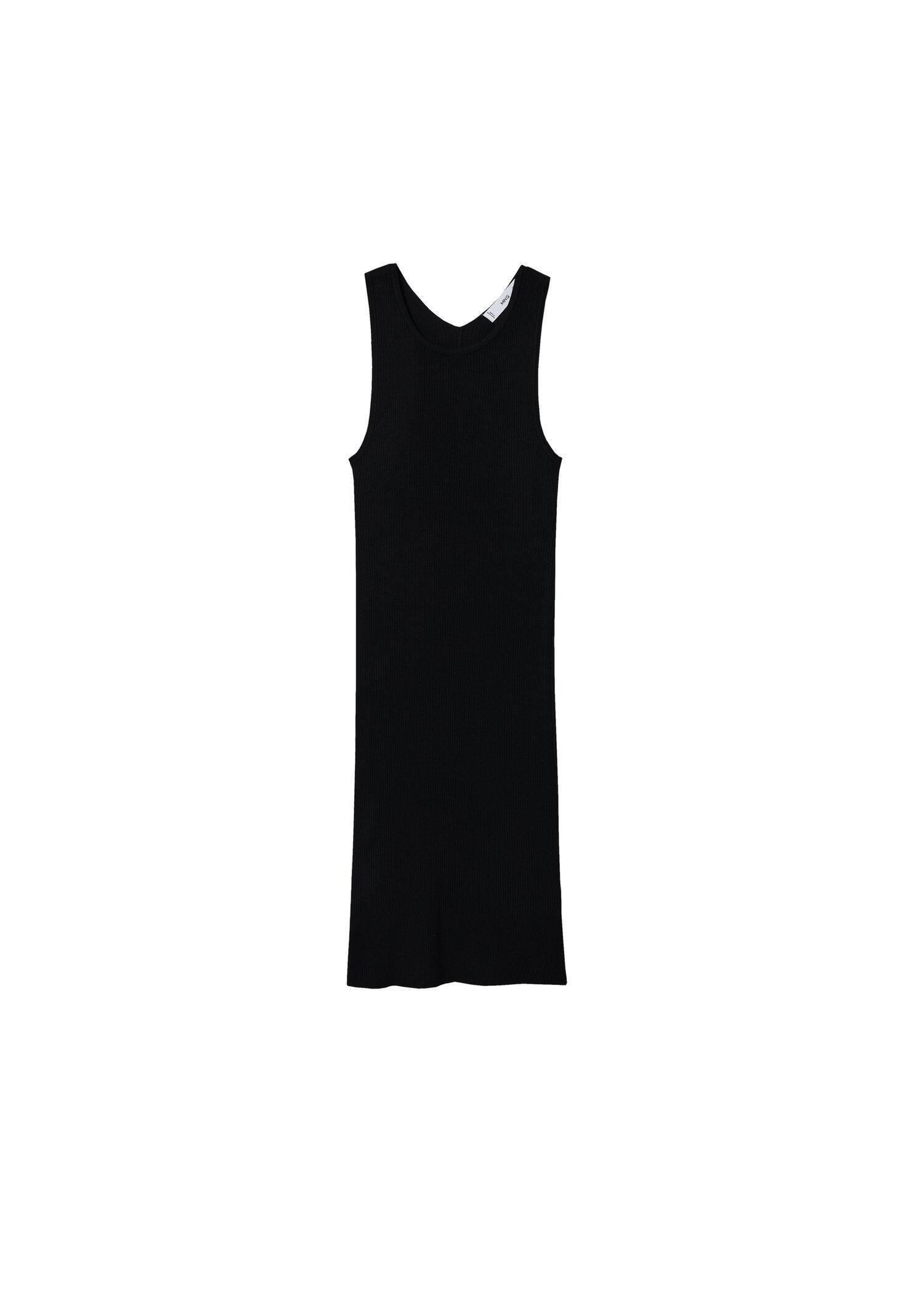 black Side slit knit dress, , large image number 4
