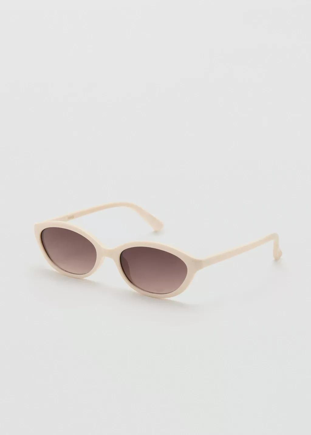 White Rectangular-Frame Sunglasses, White, large image number 0