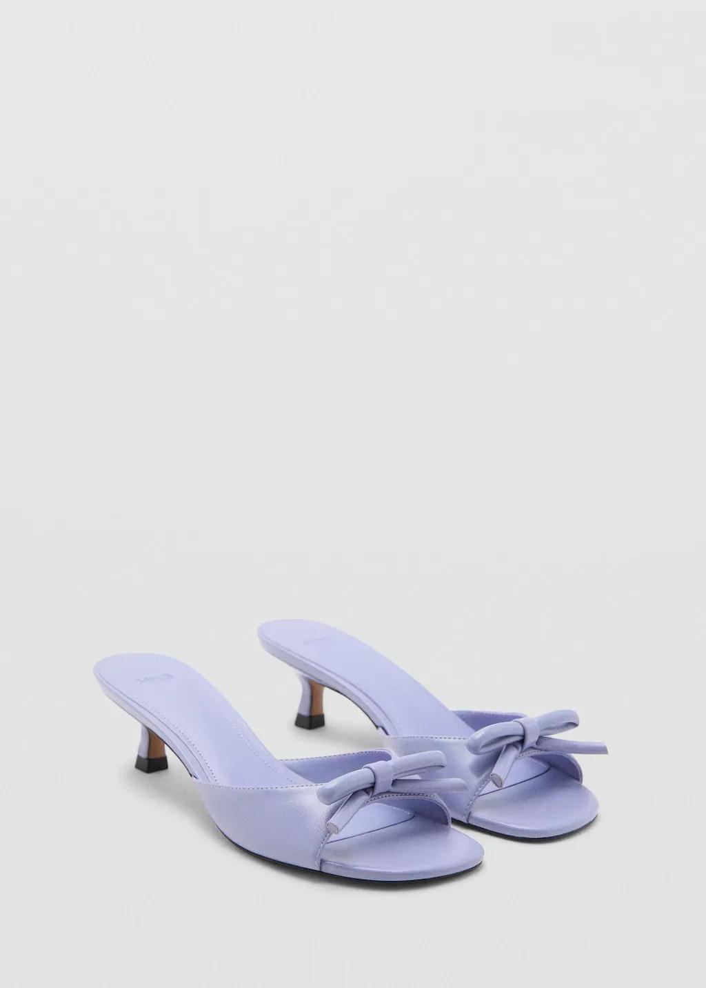 Purple Lt Pastel Heeled Sandals With Bow, Light-Pastel Purple, large image number 0