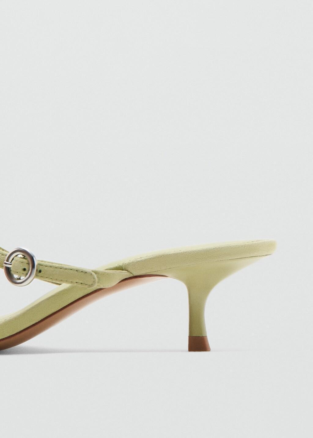Green Kitten-Heel Leather Sandal, Green, large image number 2