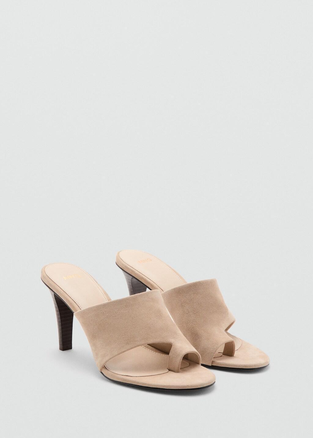 Brown Lt Pastel Suede Funnel Heel Sandal, Light Pastel Brown, large image number 0