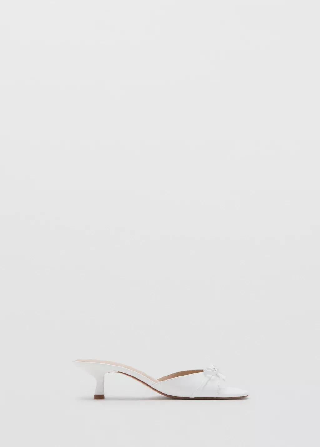 White Bow Heel Sandals, White, large image number 3