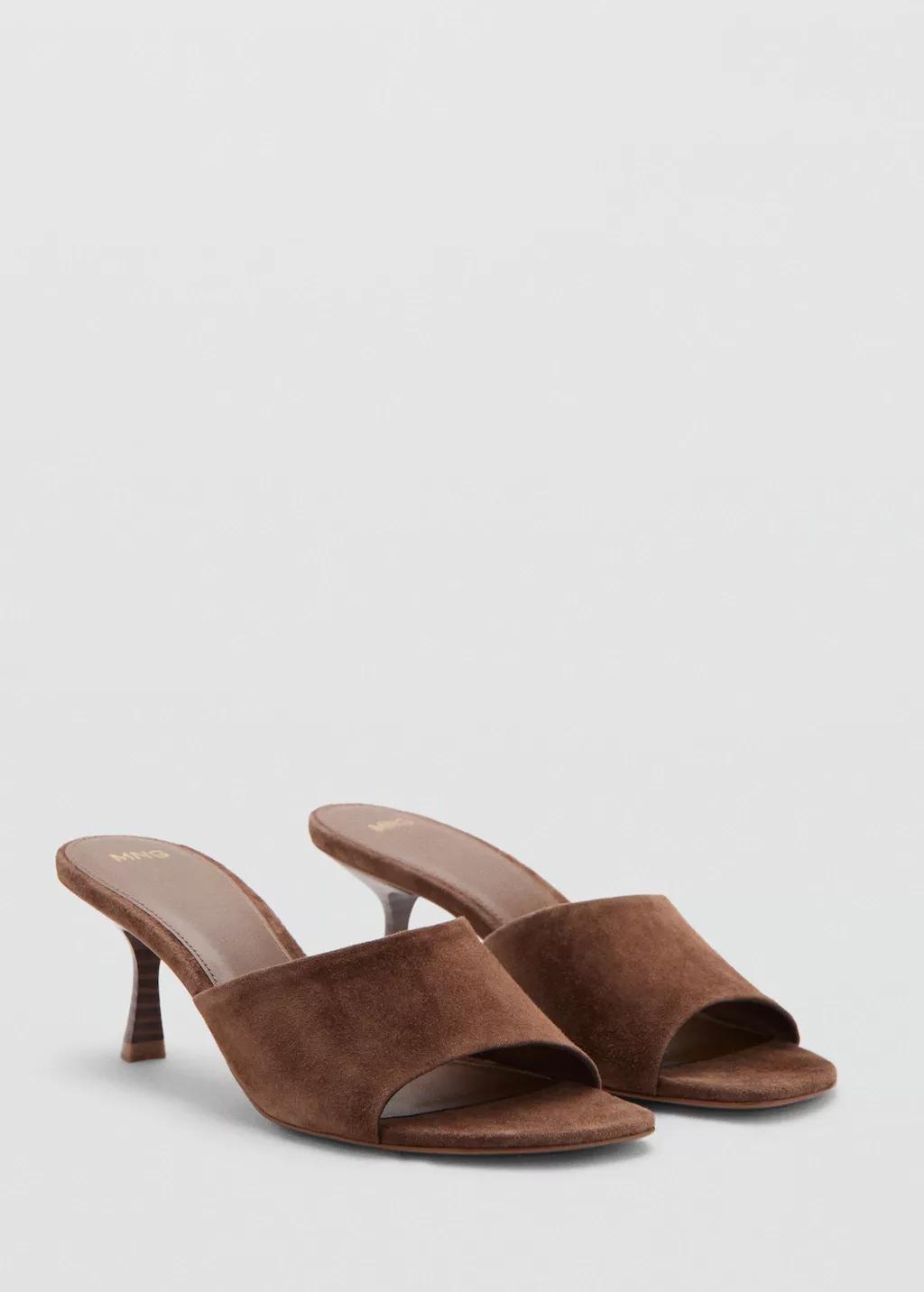 Brown Suede Kitten Heel Sandal, 0201_32, large image number 1