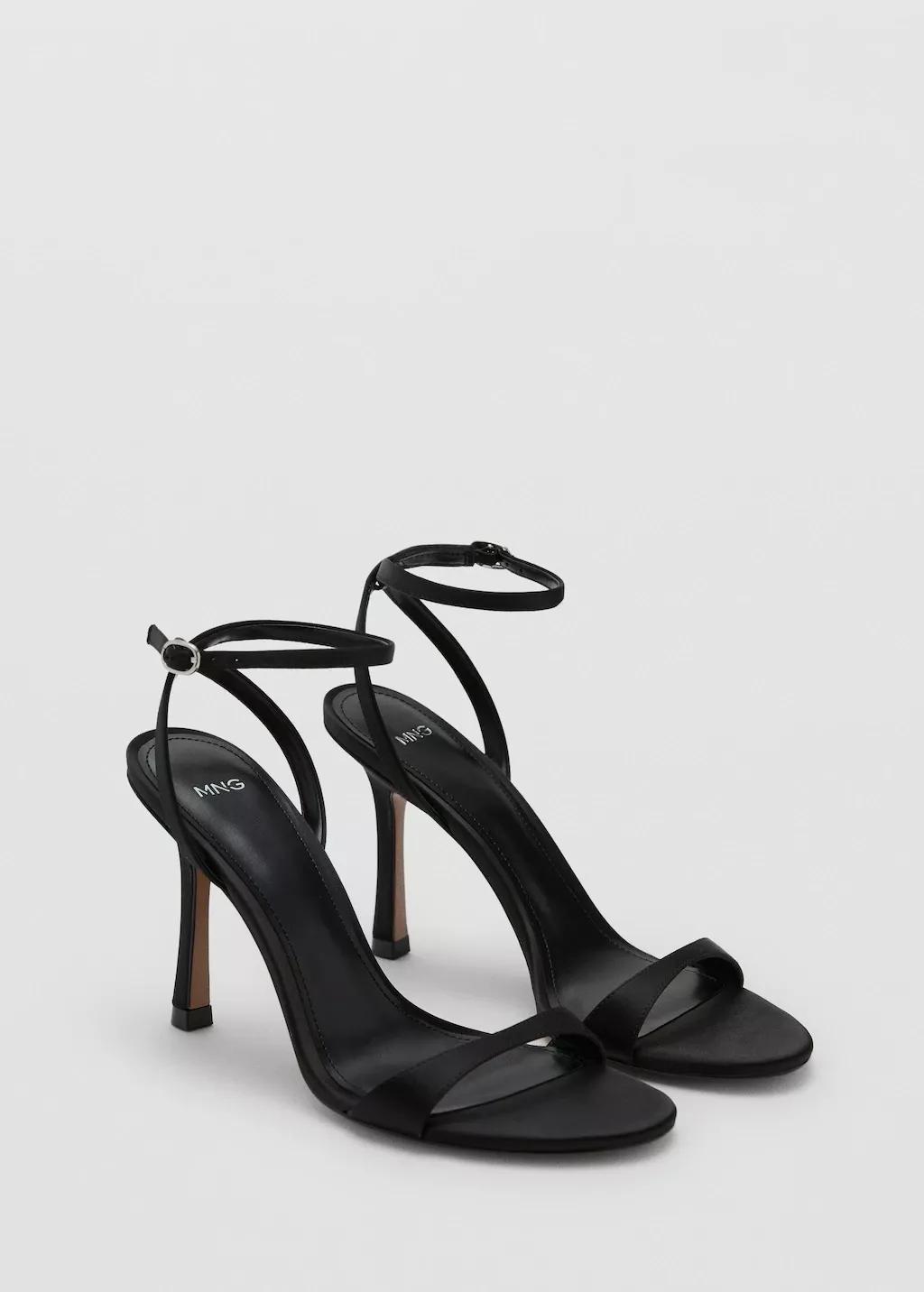 Black Strappy Heeled Sandals, 0201_99, large image number 0