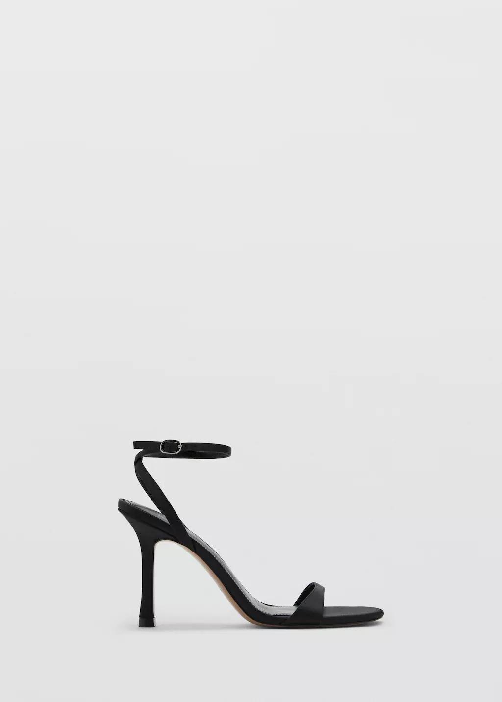 Black Strappy Heeled Sandals, 0201_99, large image number 3