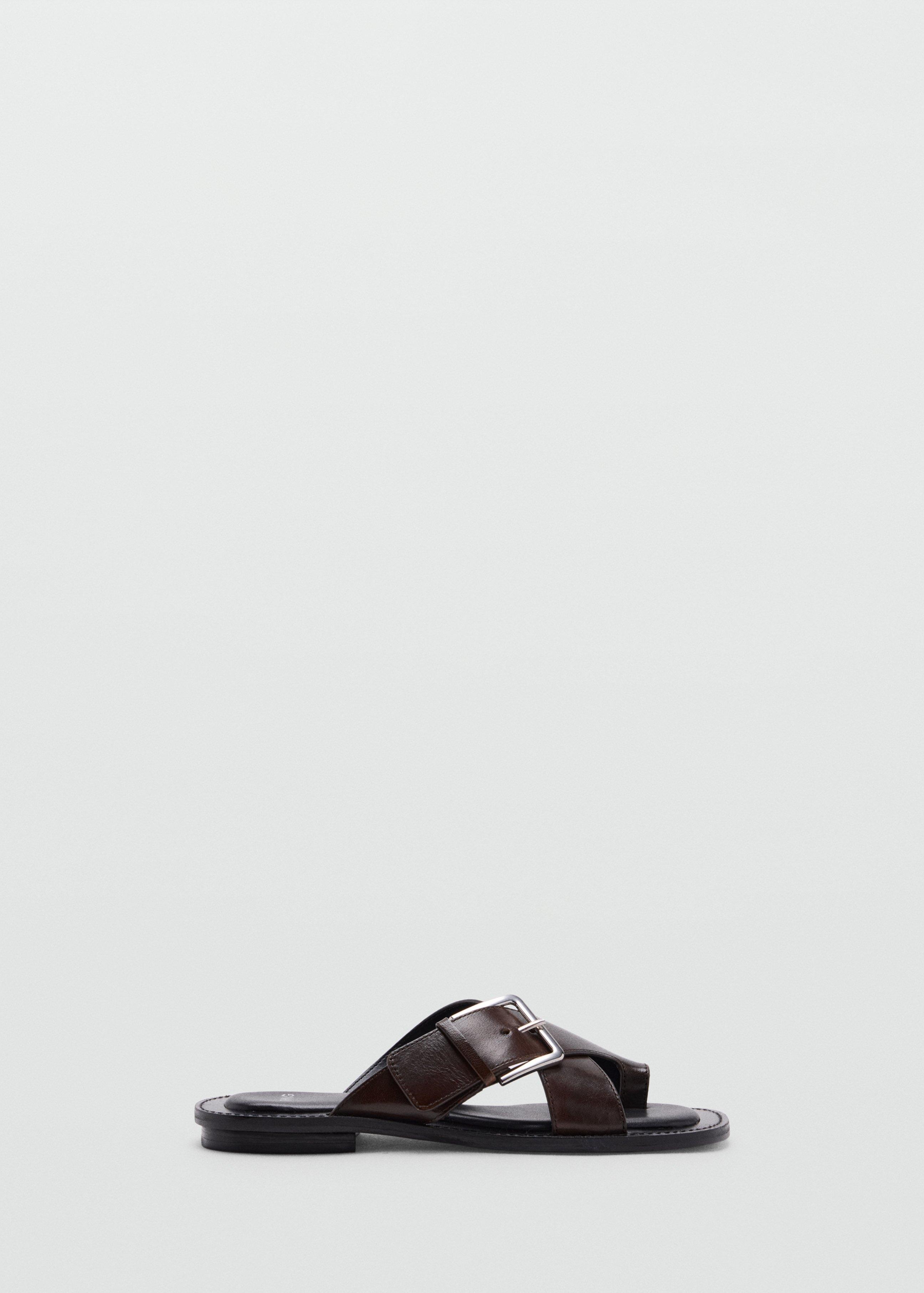 Red Cross-Strap Leather Sandals, Dark Red, large image number 2