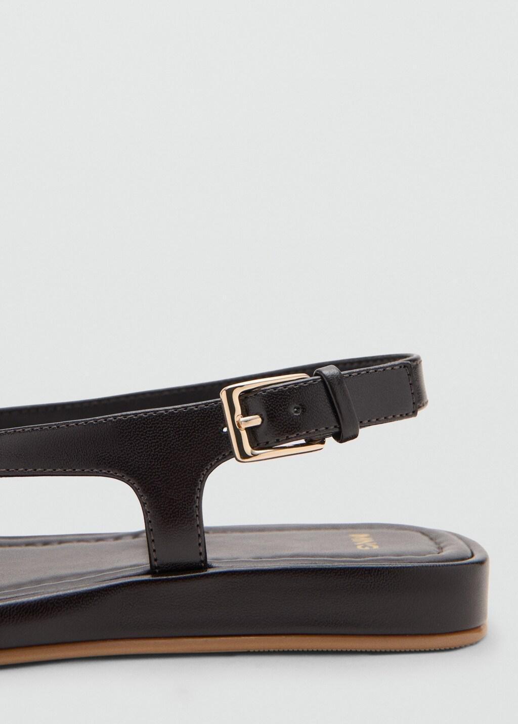 Brown Buckle Strap Sandals, Dark Brown, large image number 2