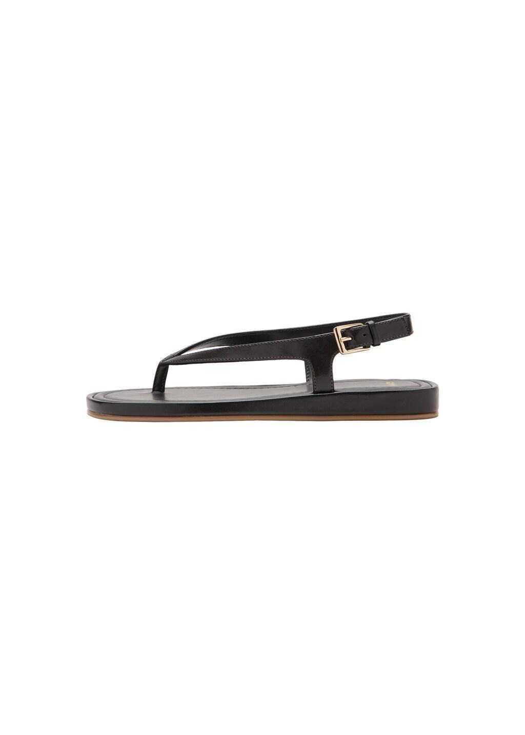 Brown Buckle Strap Sandals, Dark Brown, large image number 3