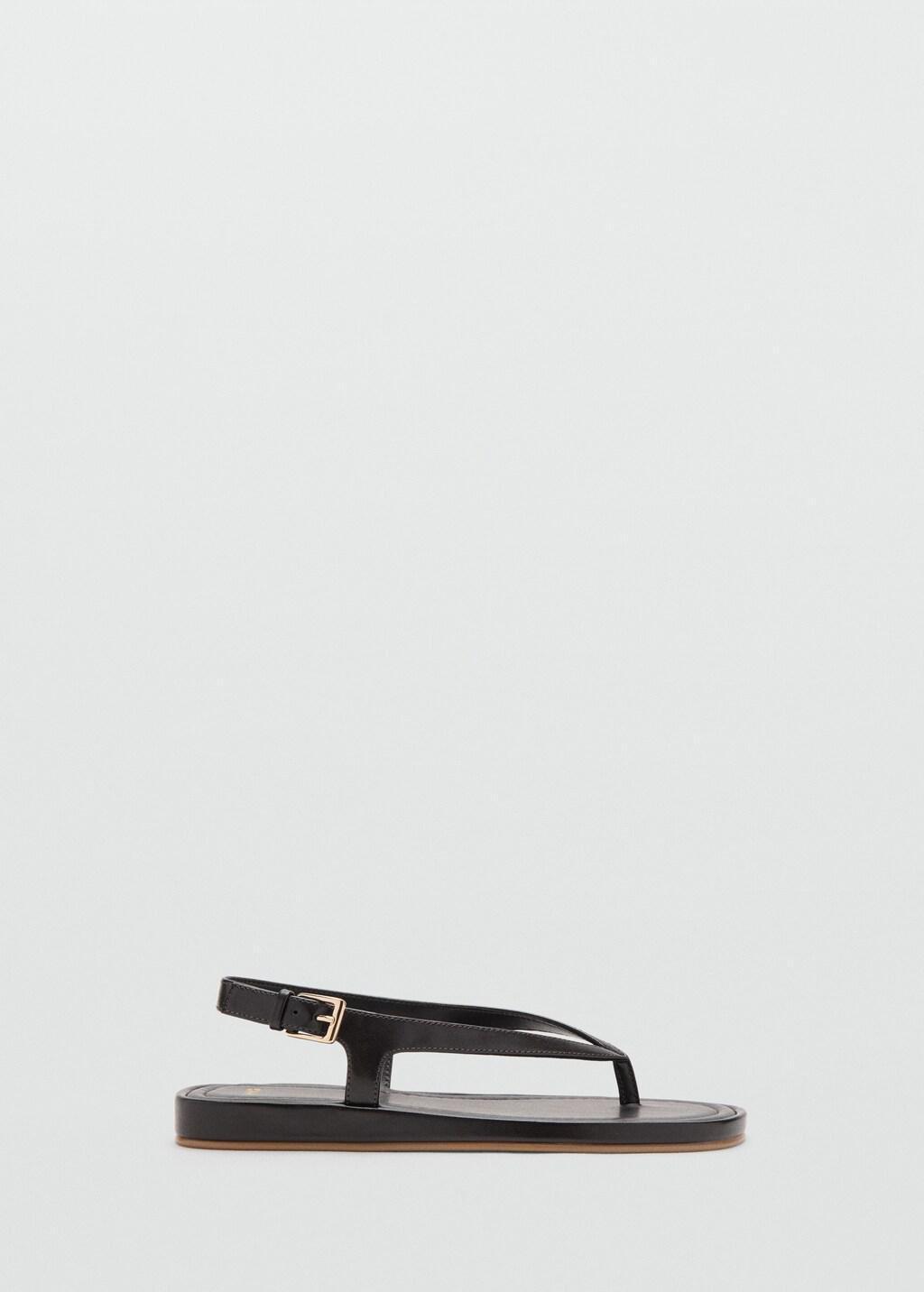 Brown Buckle Strap Sandals, Dark Brown, large image number 4