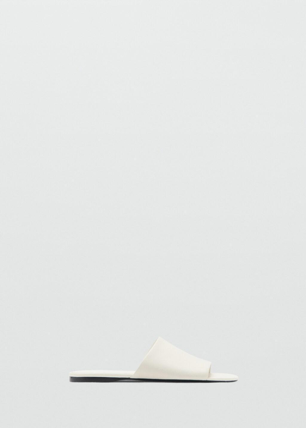 Beige Flat Leather Sandal, Light Beige, large image number 4