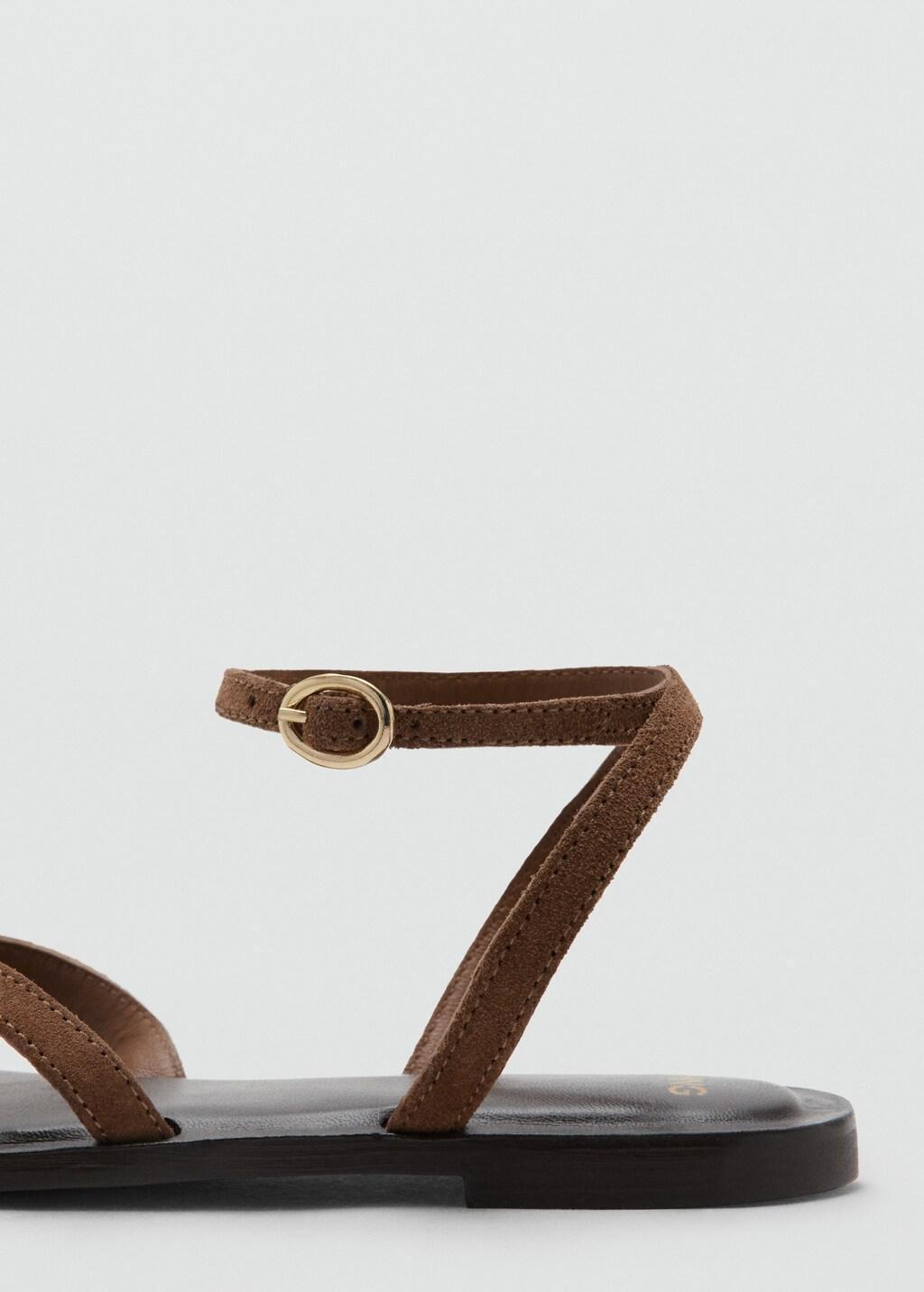 Brown Lt Pastel Cross-Strap Leather Sandals, 0201_07, large image number 2
