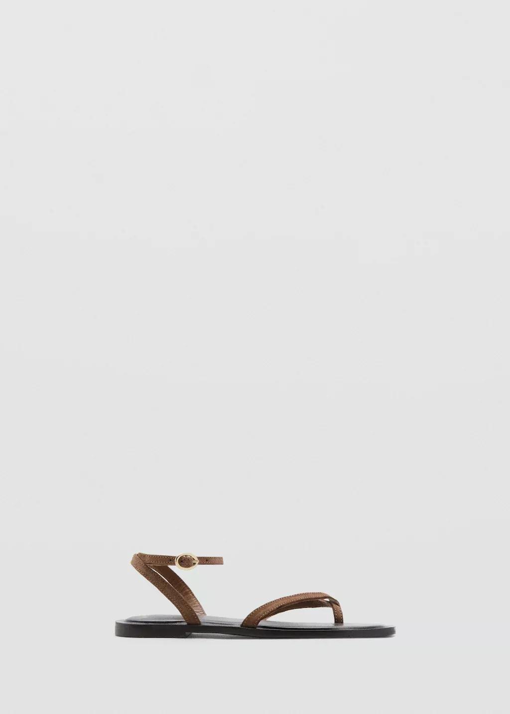 Brown Lt Pastel Cross-Strap Leather Sandals, 0201_07, large image number 4