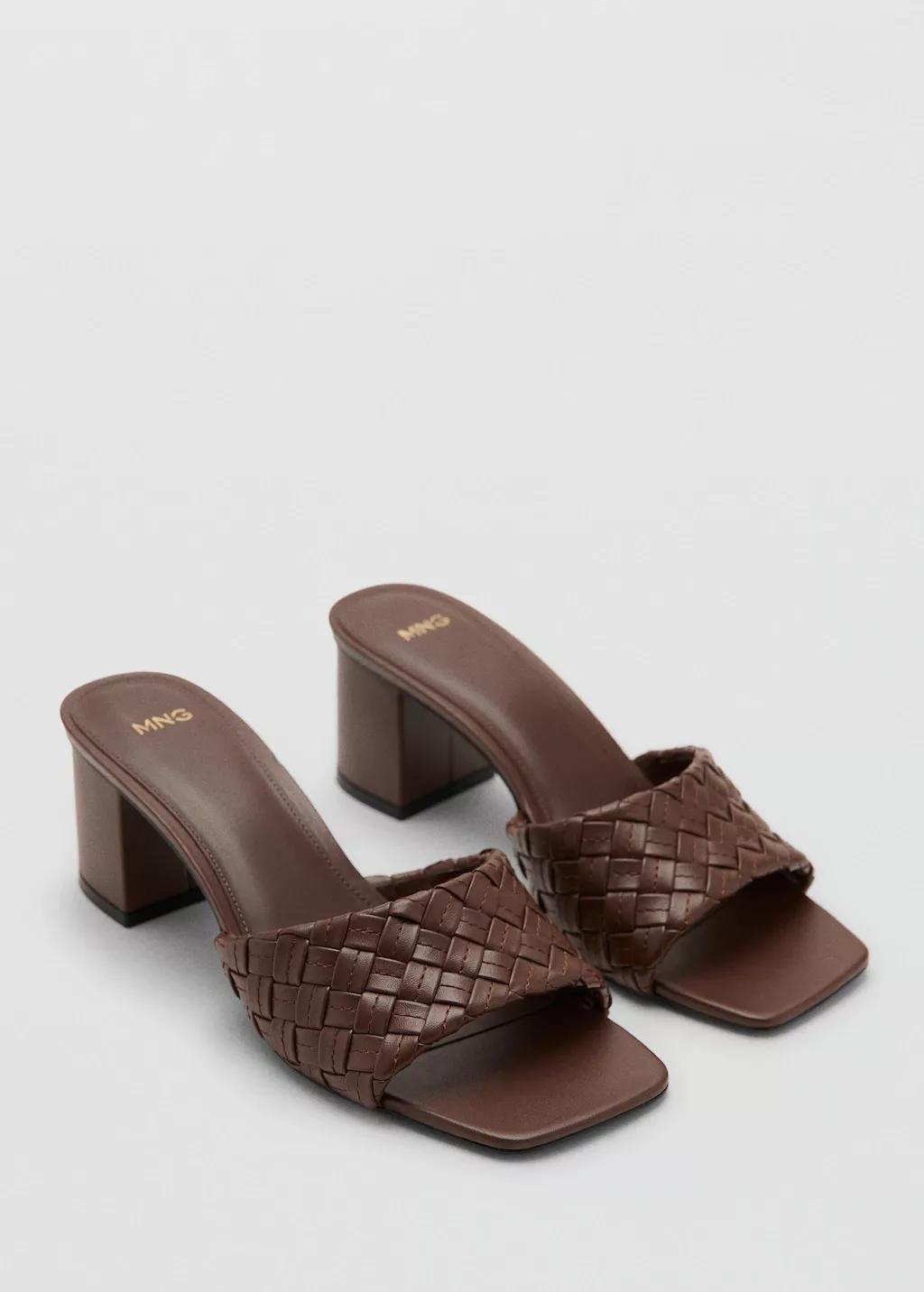 Brown Sandals With Braided Strap, Dark Brown, large image number 1