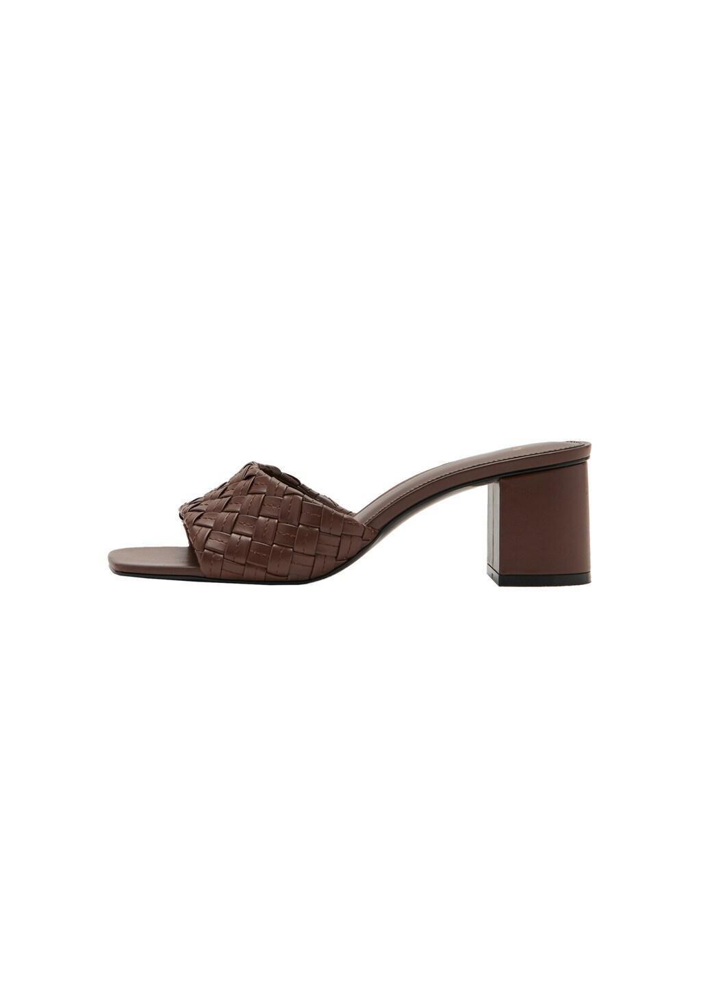 Brown Sandals With Braided Strap, Dark Brown, large image number 3