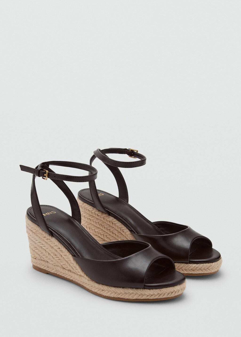 Brown Espadrille Wedge Sandal, Dark Brown, large image number 0